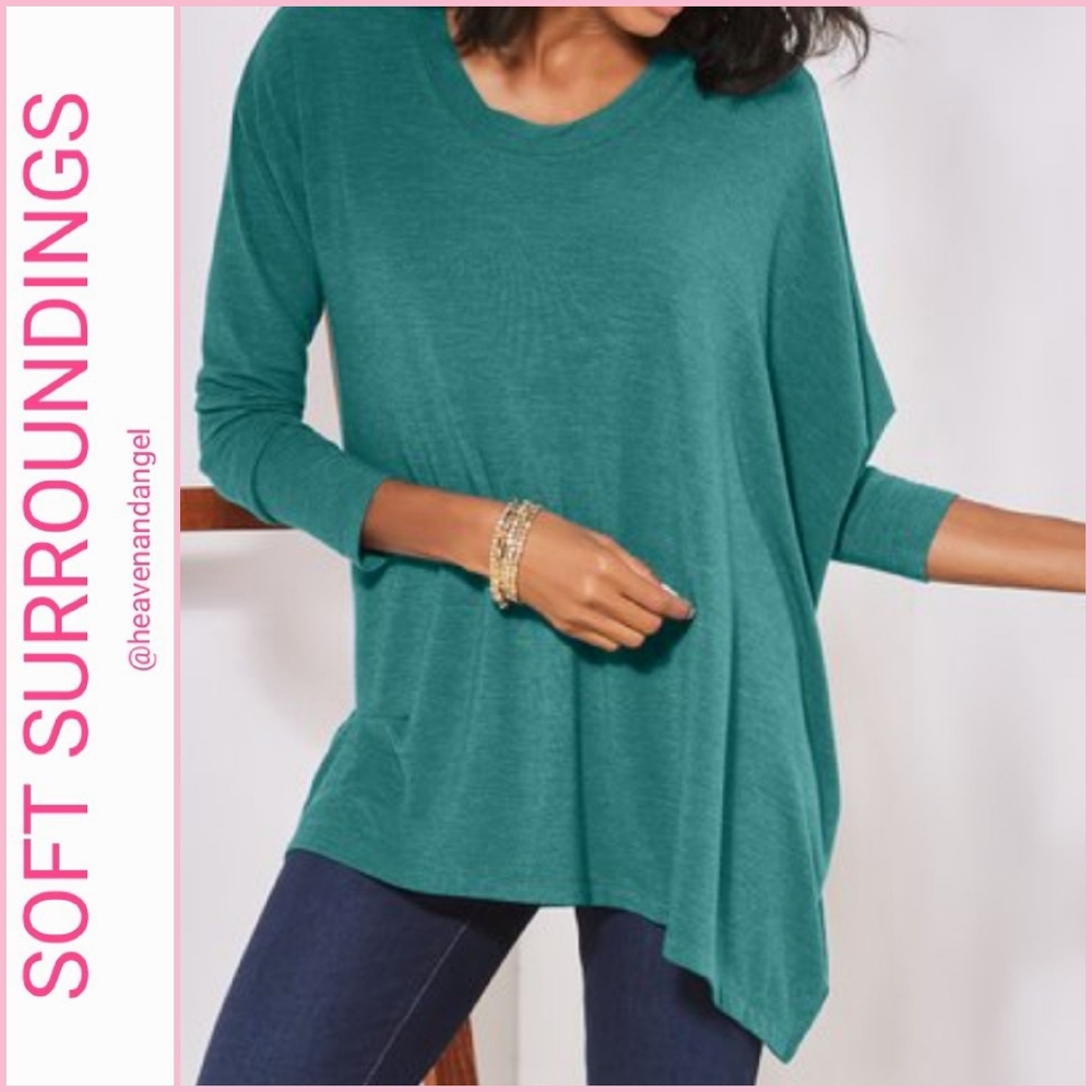 NEW Soft Surroundings Petelia Pullover - Emerald Heather